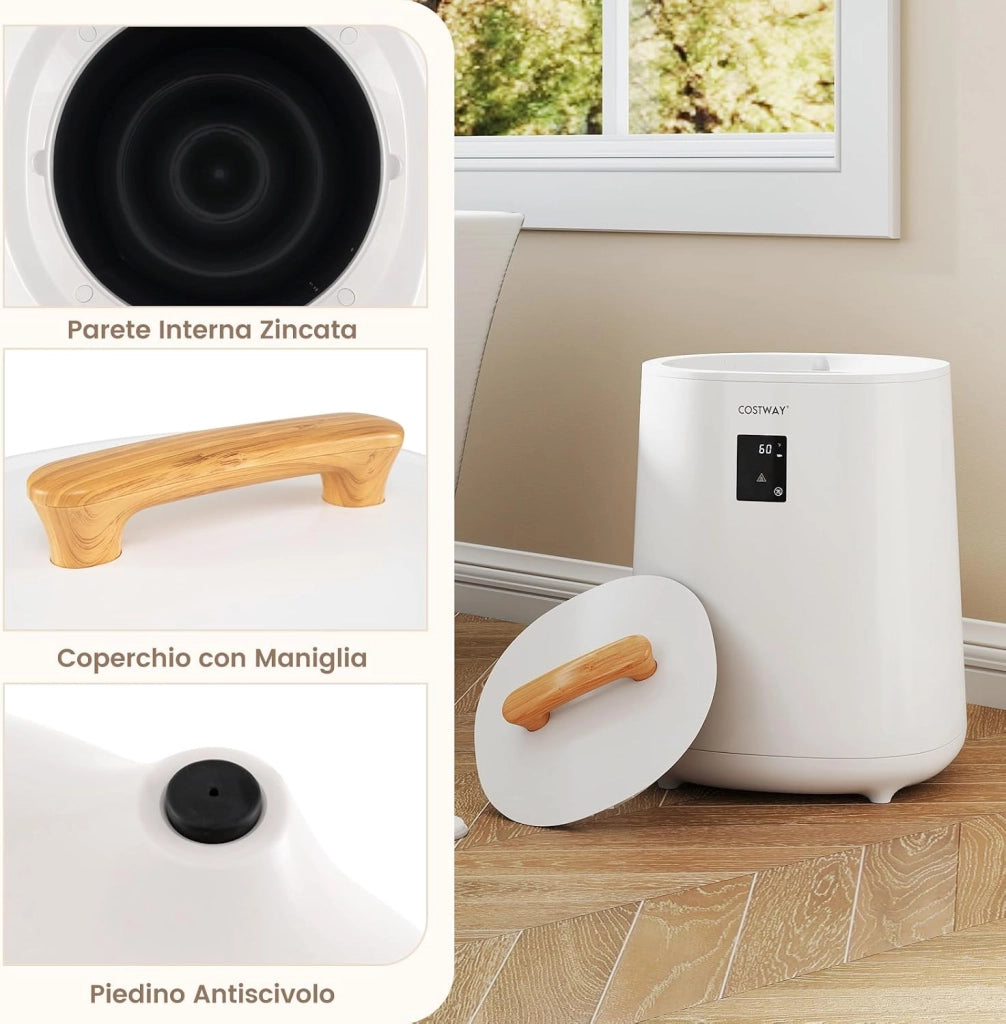 COSTWAY Scalda Asciugamani per Bagno, Scalda Coperta Grande 18 L con Display LED & Spegnimento Automatico, Secchio Portatile per Asciugamani Caldi per 2 Asciugamani, Accappatoi e Coperte (Bianco)