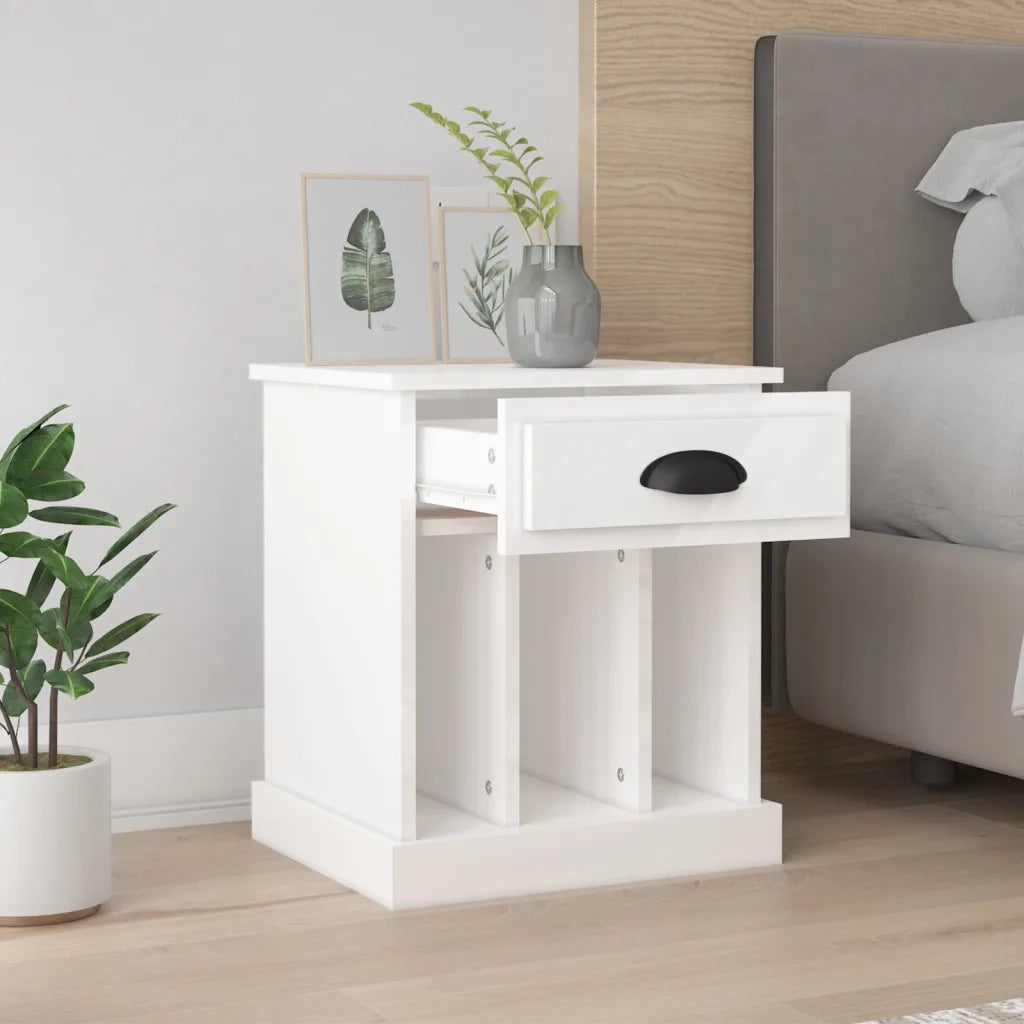 Comodini 2 pz-Set di 2 Tavolino da notte Bianco Lucido 43x36x50 cm