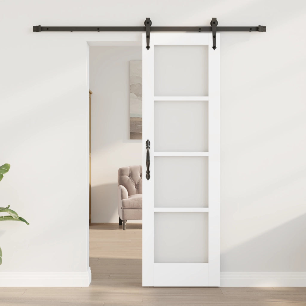 Set porta scorrevole  con accessori bianchi 61x198.5 cm Legno massiccio di pino