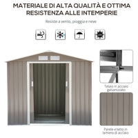 Casetta Box da Giardino in Lamiera Grigio 213x127x185 cm