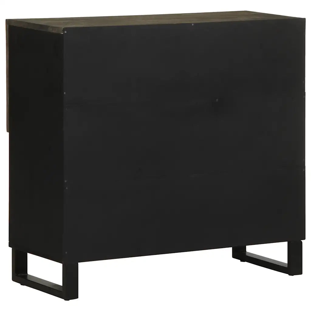 Credenza-Buffet-Armadio da cucina Nera 80x33x75 cm in Legno Massello di Mango