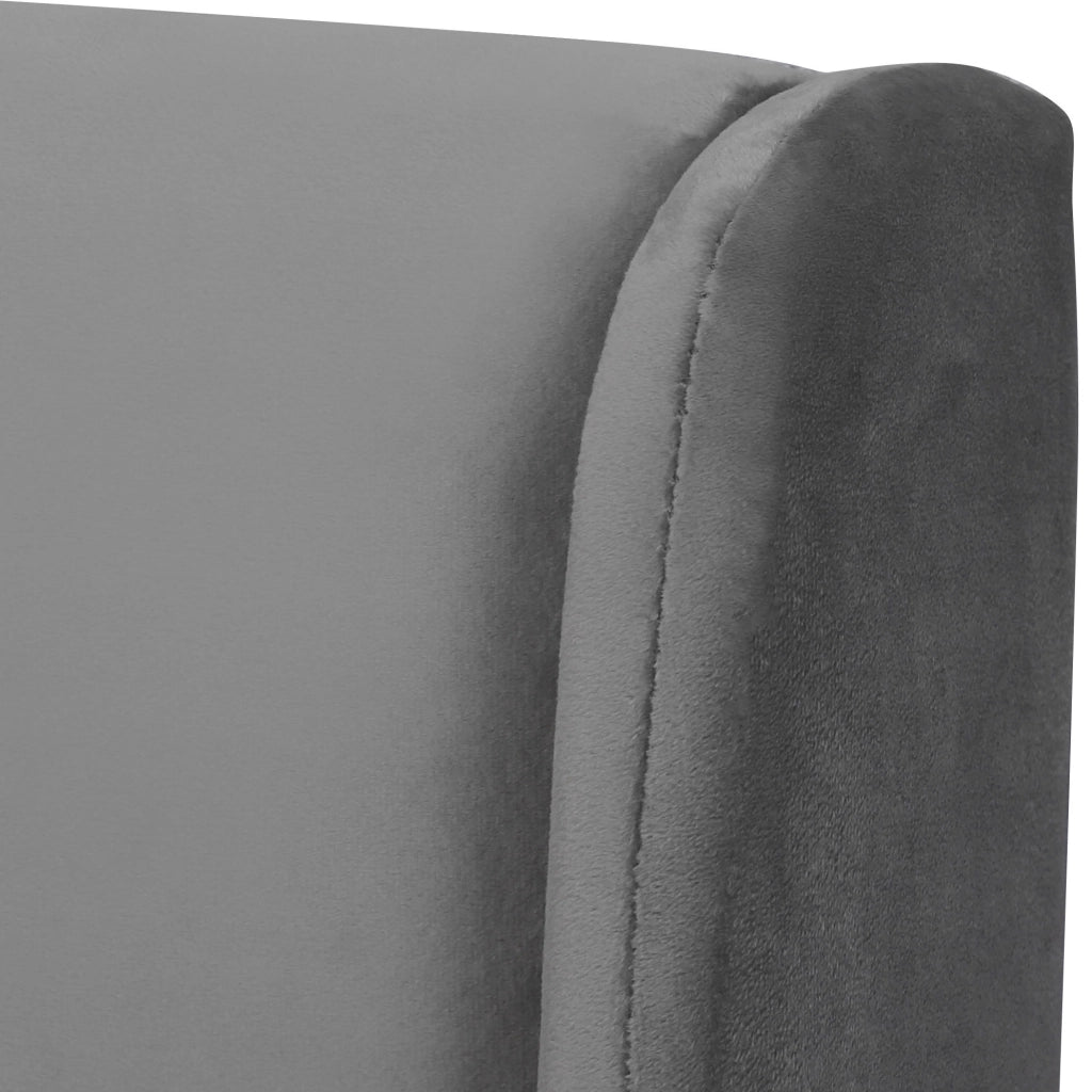 Letto imbottito 140x200 cm in velluto grigio con vano contenitore e rete a doghe