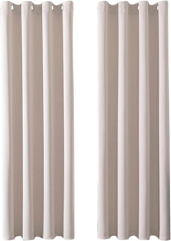 Tendaggio oscurante beige Tendaggi termici Protezione dal freddo tendaggi Opaco con anelli Set da 2 200 cm lungo 140 cm largo Tendaggio per soggiorno Camera da letto Moderno