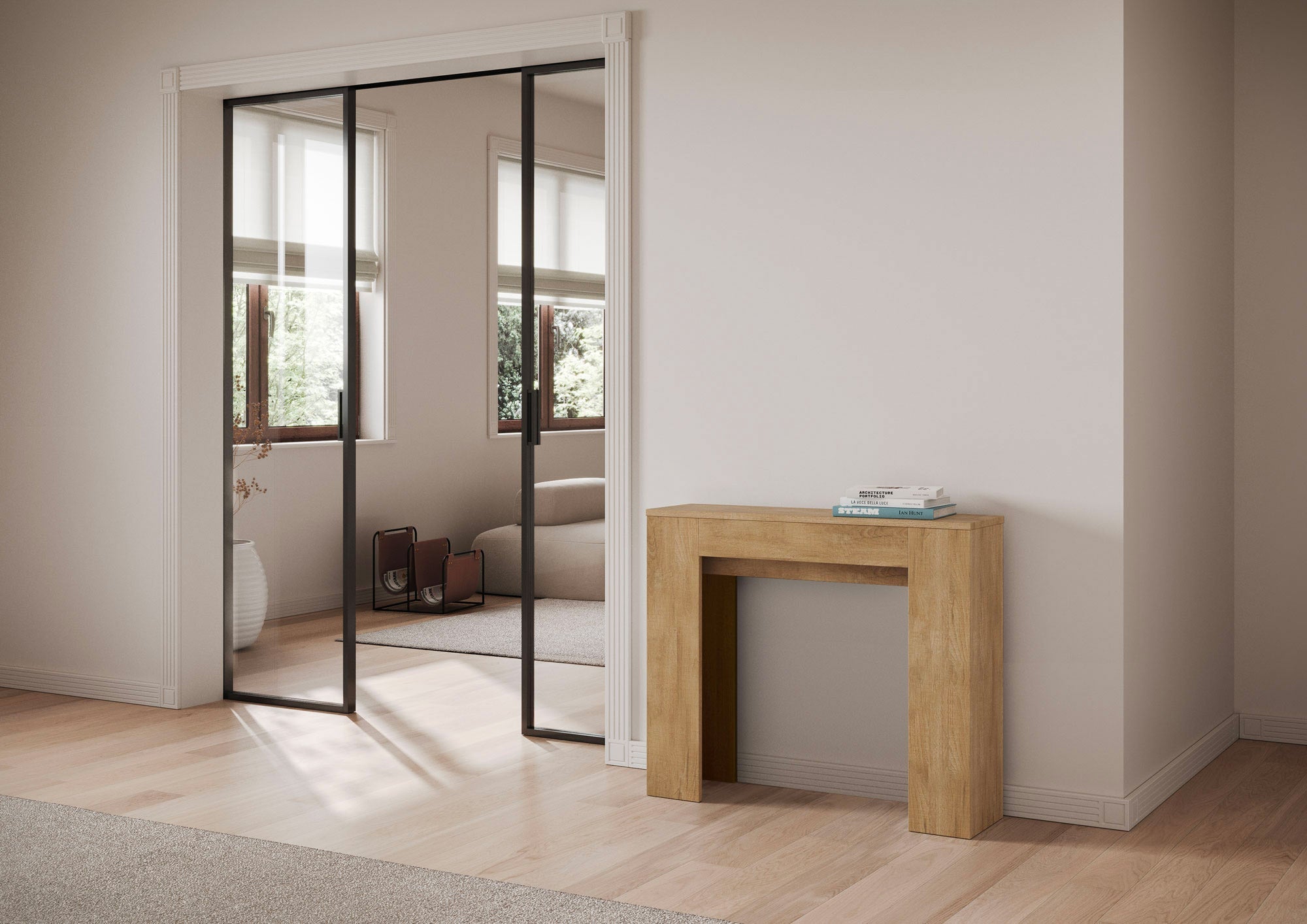 Consolle Allungabile 90x25/181 cm Pannelli in Nobilitato Slick Quercia Natura