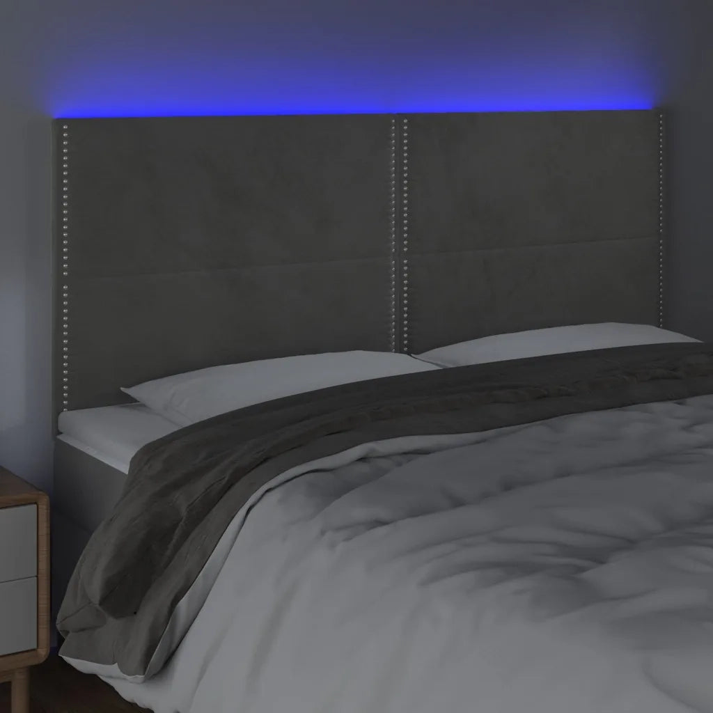 Testiera | Testata a LED Grigio Chiaro 200x5x118/128 cm in Velluto