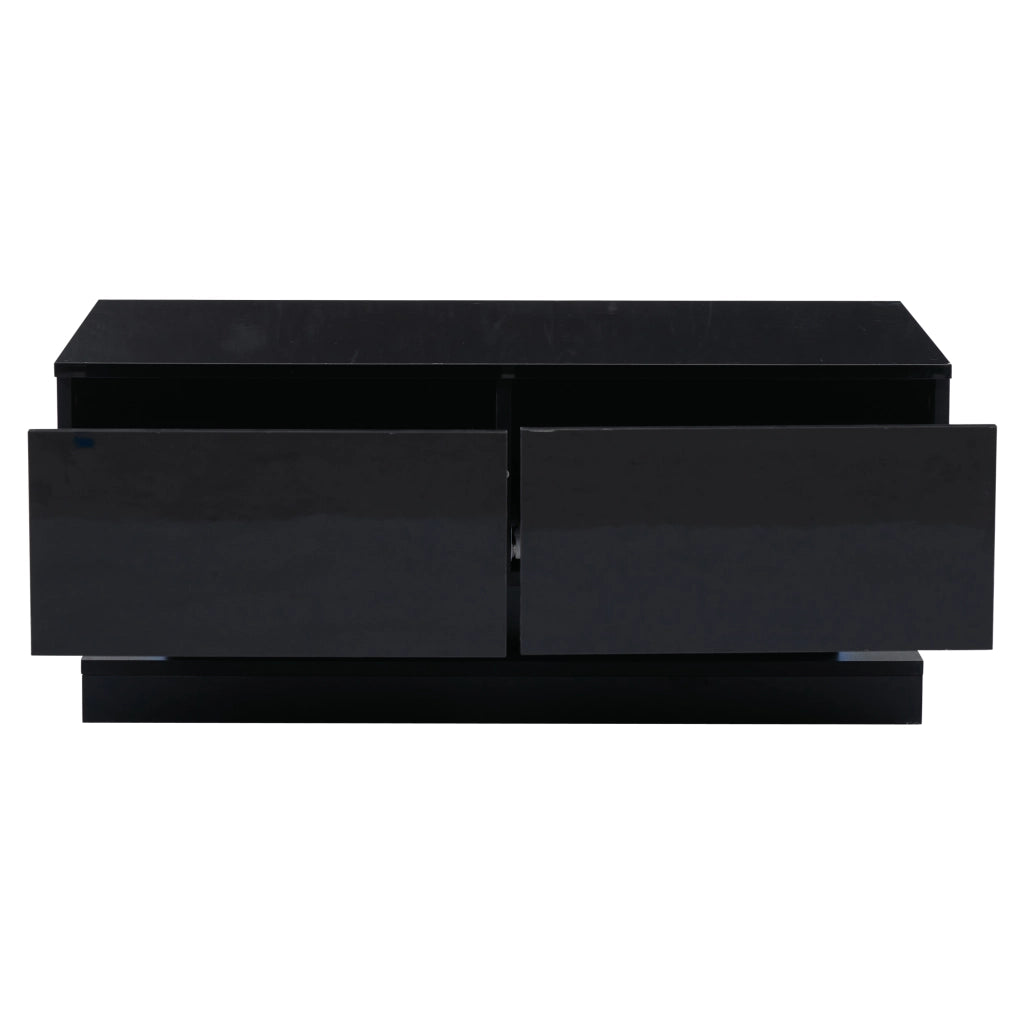 Tavolino da salotto con illuminazione LED - Zephmum- 90x50x38cm- Nero- 2 cassetti, controllo via app