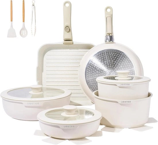 Set di cavi con manopola rimovibile - inductivo - 26 pezzi - bianco - antiaderente