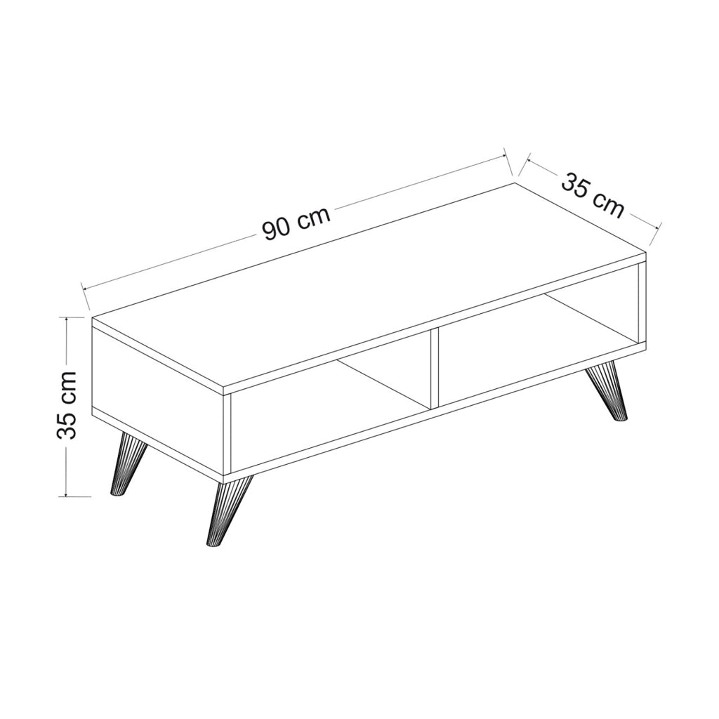 Mobile Porta TV 'Aaskov' - Larghezza 90 cm - Consolle Basso a 2 Scomparti Aperti - Bianco [en.casa]