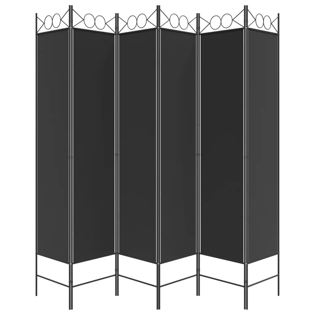 Divisorio a 6 Pannelli Nero 240x200 cm in Tessuto 350161