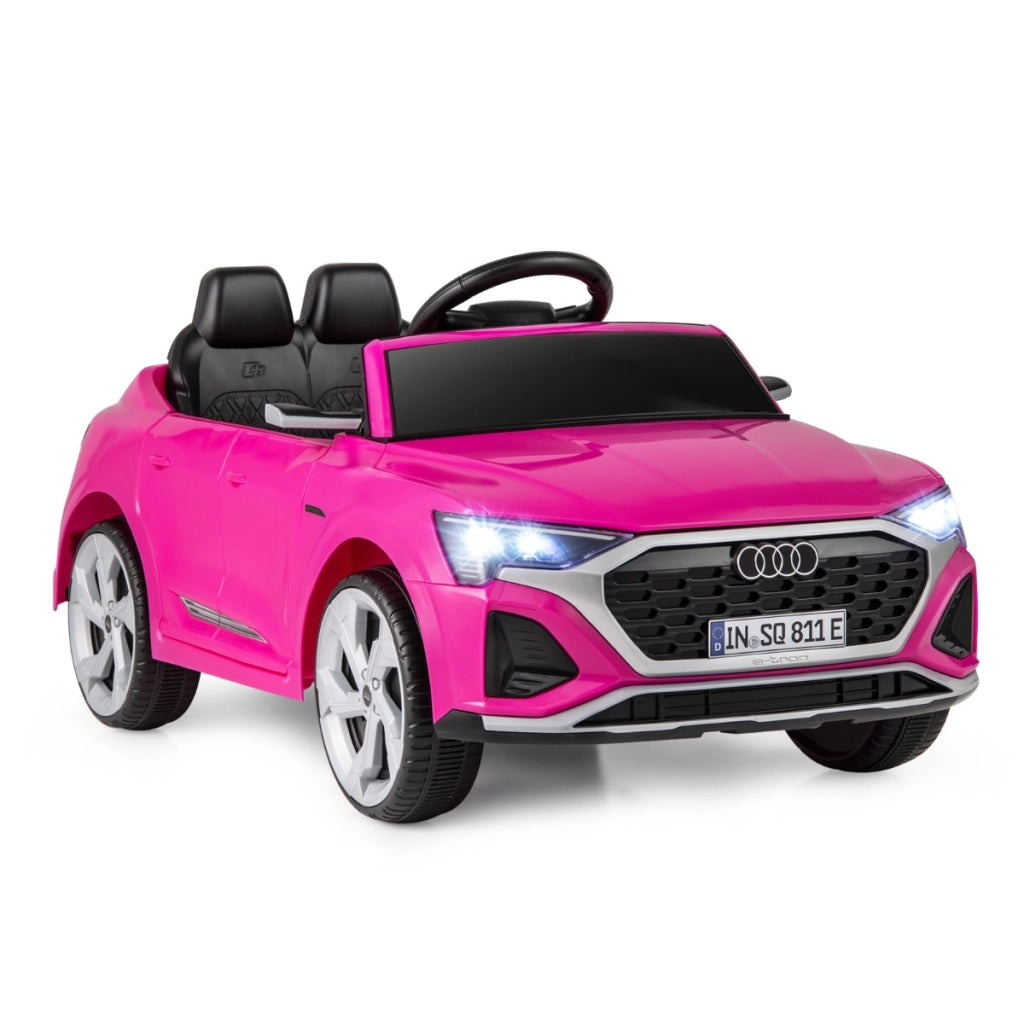 Auto elettrica per bambini audi sq8 licenziata, Veicolo 12V con telecomando clacson luci LED musica e 3 velocit¨¤ Rosa-Macchinine giocattoli