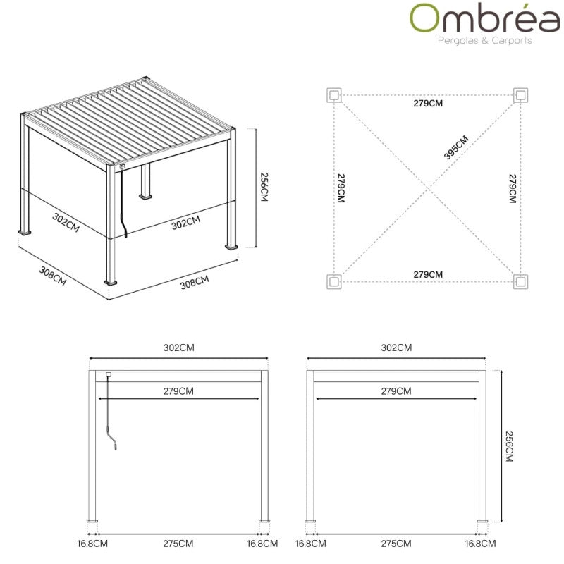 Pergola bioclimatica Ombréa VS autoportante 3x3M - Antracite