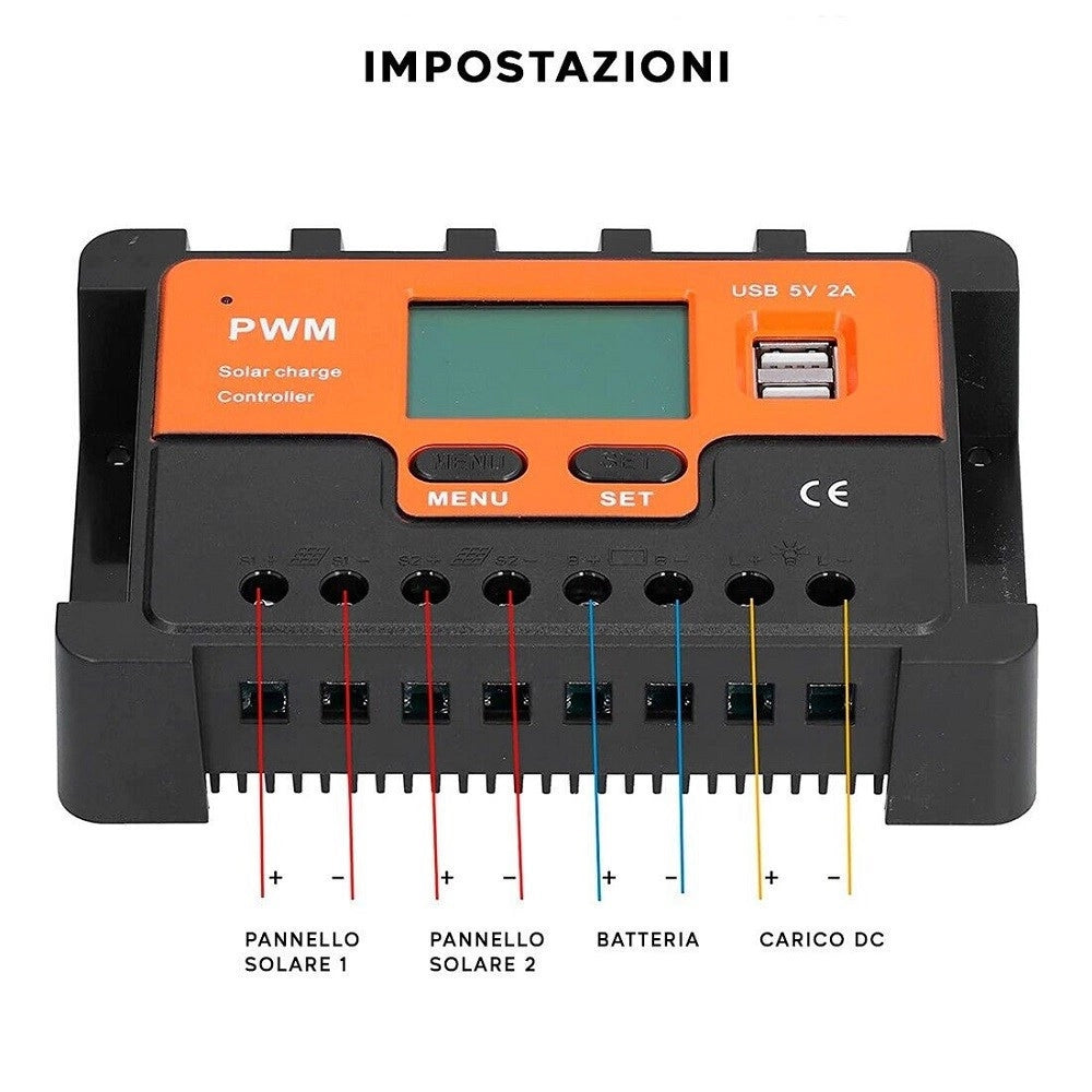 Trade Shop - Regolatore Carica Solare Pwm Q-kz030 Antishock 12v Scarica 30a Con Display Lcd -