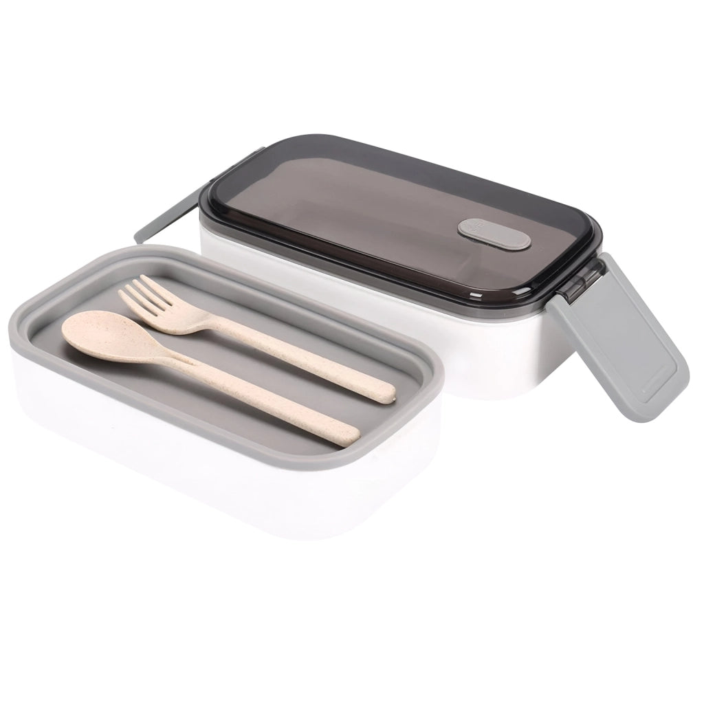 Contenitore per alimenti a doppio scomparto a 2 livelli con coperchio ermetico Bianco / Grigio Cheffinger