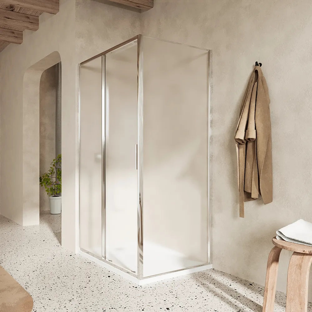 Box doccia slim 70x150cm con porta scorrevole e parete fissa profili cromati e vetro 6mm opaco h190| Portofino