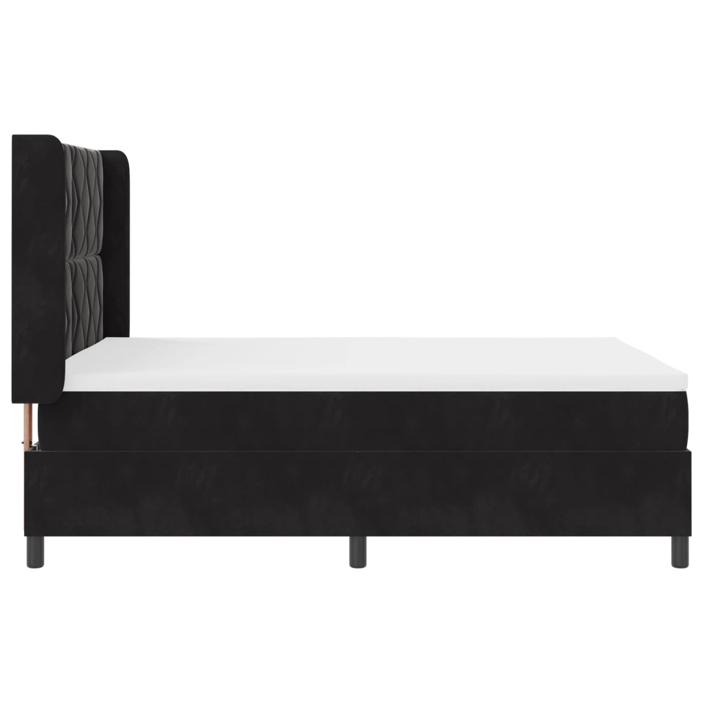 Box Spring letto con materasso e LED nero 140x200 cm velluto