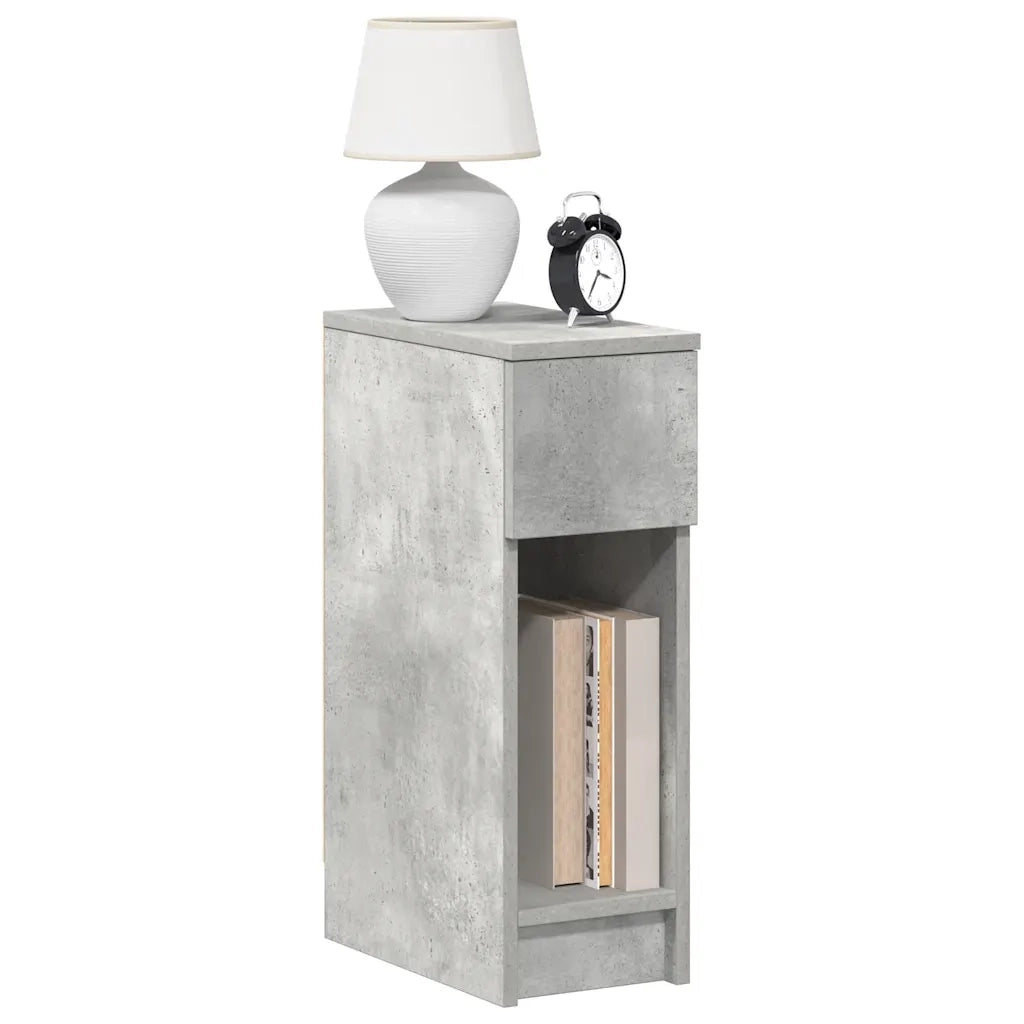 Set di 2 Comodini | Armadio da Notte | Mobiletto da notte con Cassetto Grigio Cemento 20x36x60 cm
