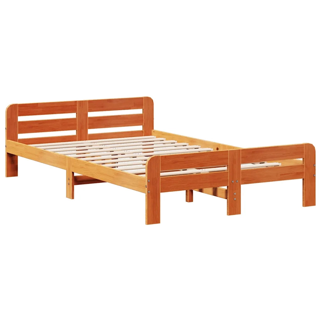 Letto senza Materasso Marrone Cera 135x190 cm in Legno di Pino