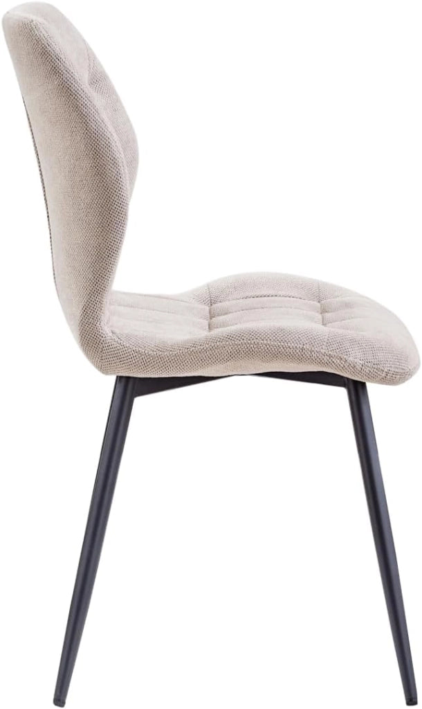 GrandCA HOME Set di 8 Sedie da Pranzo, Sedie in Tessuto, Sedie da Cucina in Stile Nordico, Gambe in Metallo, Design a 20 Griglie — Kaki