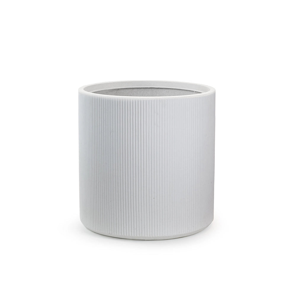 Vaso in resina da esterno interno per piante tondo cilindrico di design d.36x35h Modigliani Bianco