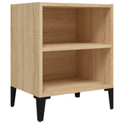 Comodino | Armadio da Notte | Mobiletto da notte con Gambe in Metallo Rovere Sonoma 40x30x50 cm