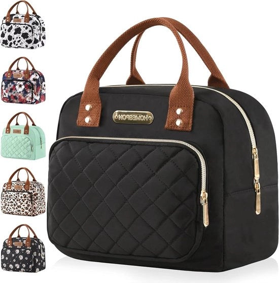 Borsa isolata per pasti per adulti - contenitore di pranzo per donne e uomini borsa portatile (oro nero)