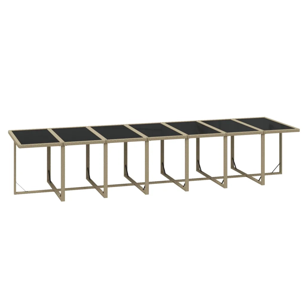 Set da Pranzo per Giardino 19pz con Cuscini in Polyrattan Beige cod mxl 36001