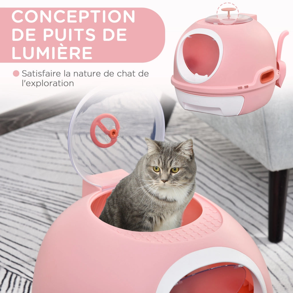 Casetta igienica per gatti con cassetto scorrevole ¨C zephmum ¨C rosa 47x55x44 cm