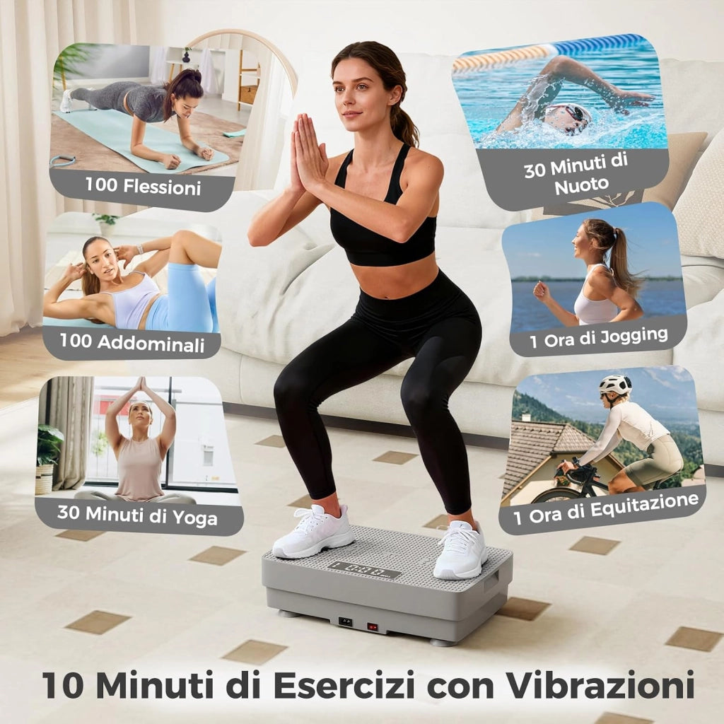 Pedana Vibrante Dimagrante, Piastra Vibrante con 10 Velocità Regolabili e Timer, Automatico e Controllo Remoto, Vibration Plate Potente per Allenamento di Muscoli e Corpo, Fitness a Casa