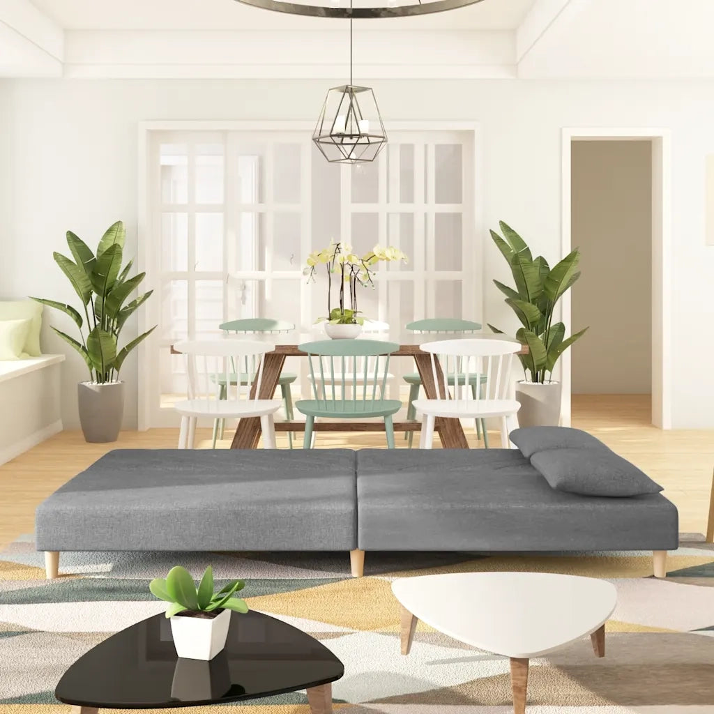 Divano Letto a 2 Posti con 2 Cuscini-Sofa Letto 2 Posti-Daybed Grigio Chiaro in Tessuto 475747