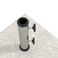 Base per Ombrellone da Giardino 25kg per Pali da Ø32mm, Ø38mm e Ø48mm, in Granito e Acciaio Inox, 38x38x38 cm, Grigia