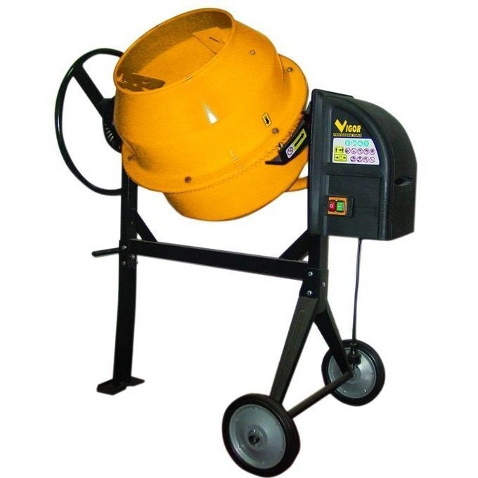 VIGOR 59720-05 Mod. 130 Betoniera elettrica 550 W 125 litri IP44D con ruote (120x71x140 cm) colore Nero