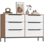 Cassettiera con 6 Cassetti in Tessuto ¨C Xylo ¨C Frontale Motivo Diamante Bianco Naturale