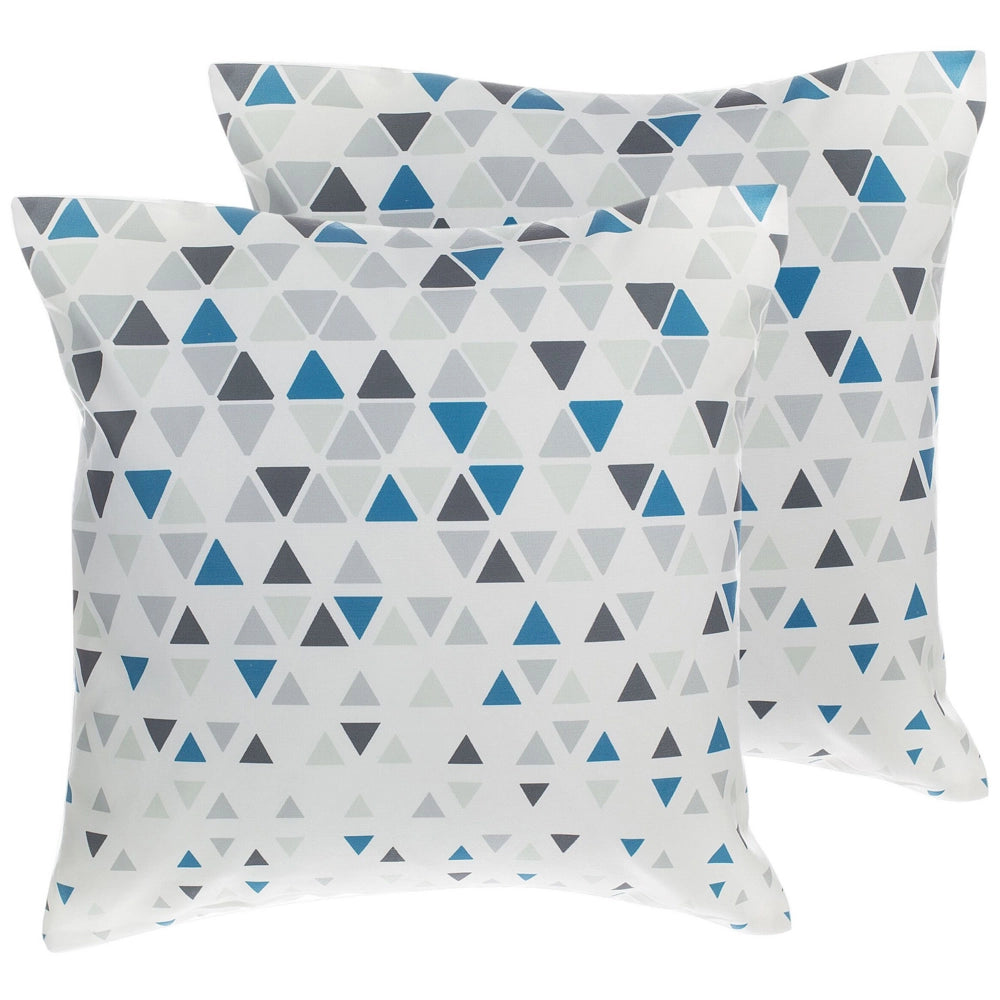 Set di 2 cuscini decorativi motivo triangolo grigio e blu 45 x 45 cm stampa geometrica moderna
