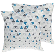 Set di 2 cuscini decorativi motivo triangolo grigio e blu 45 x 45 cm stampa geometrica moderna