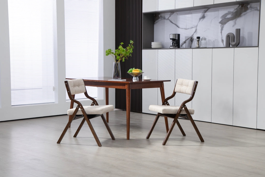 SEDIA Pieghevole Imbottita Set da 2 pezzi Legno Crema