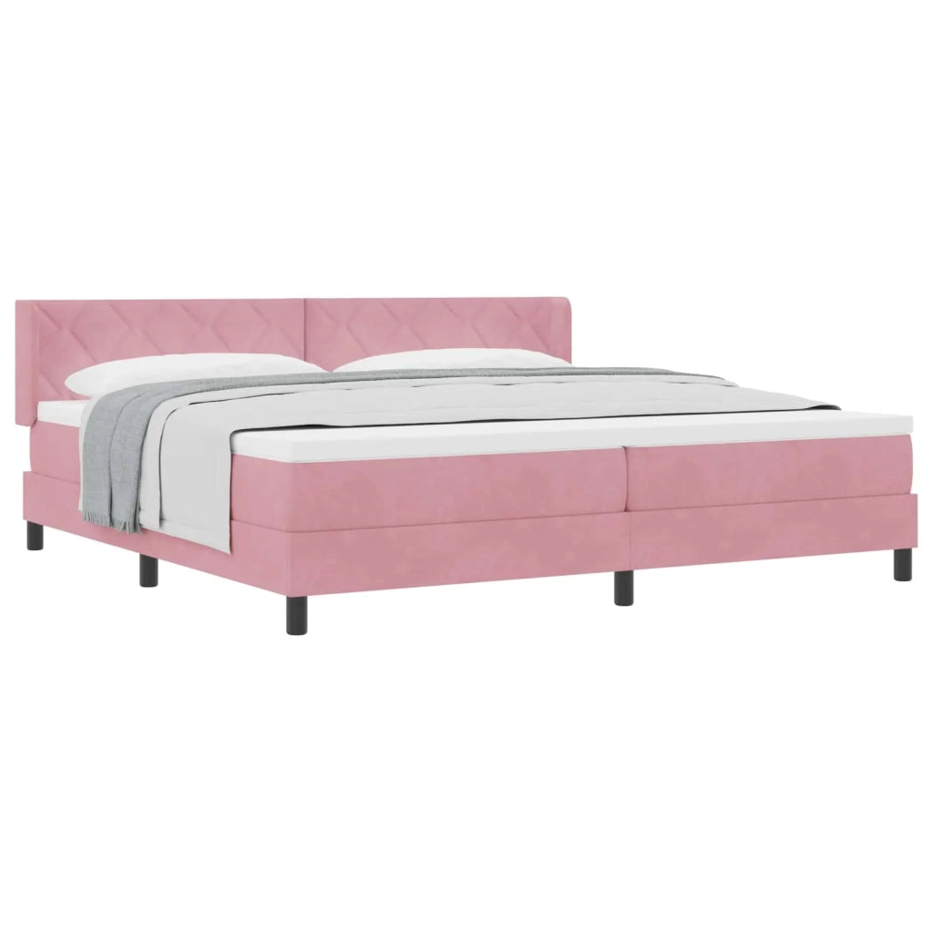 Letto a molle con testiera Rosa 200 x 200 cm Velluto 3341545
