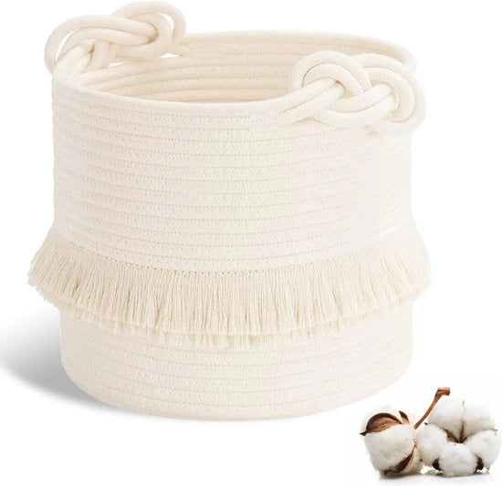 Cestino a Maglia per Abbigliamento e Giochi - Organizzatore Multifunzionale 40 x 33 cm - Beige