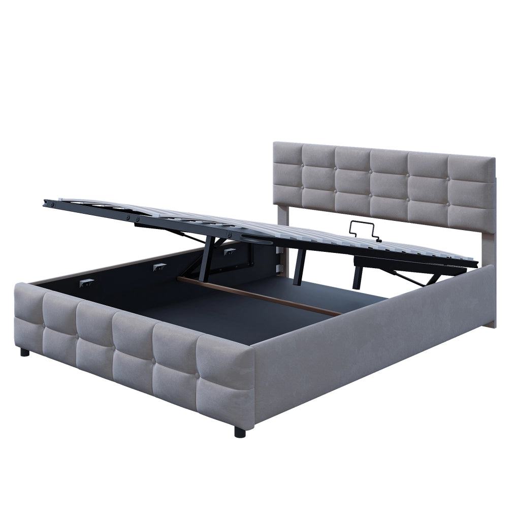 Letto imbottito 180x200 cm con sollevamento idraulico in velluto olandese