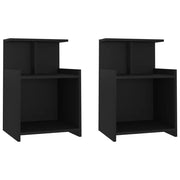 Set di 2 Comodini | Armadio da Notte | Mobiletto da notte Neri 40x35x60 cm in Legno Multistrato