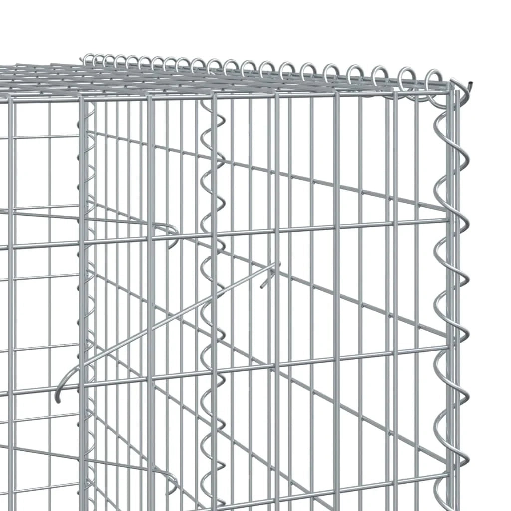 Gabbione recinto a gabbia muro di contenimento con coperchio 350 x 100 x 200 cm ferro zincato argento 02_0040158