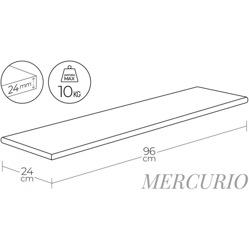 Mensola in legno Mercurio verniciato noce 2,4x24x96 | Spazio e design in perfetta armonia