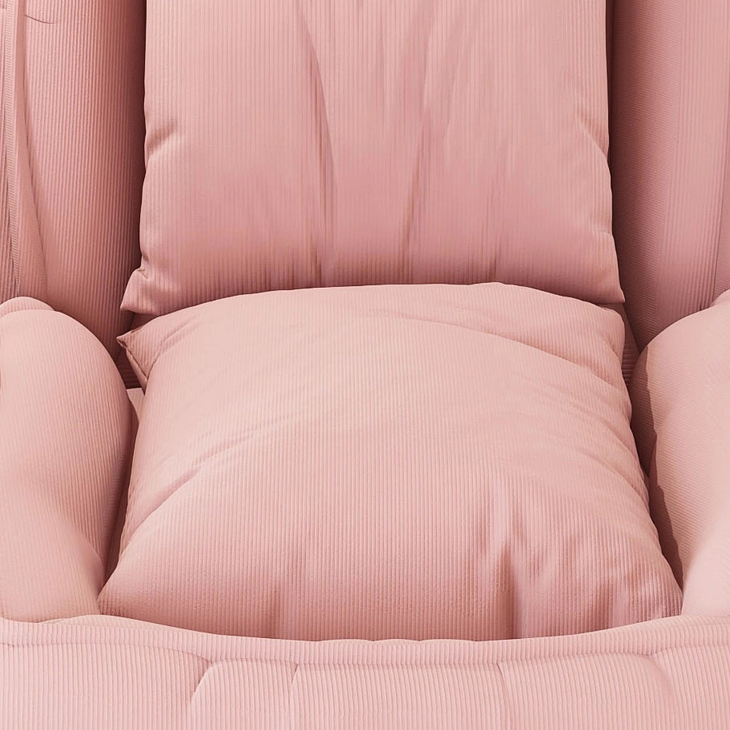 Divano Letto Pieghevole 180x90 cm Regolabile 5 Posizioni con 2 Cuscini; Tessuto a Coste; Rosa