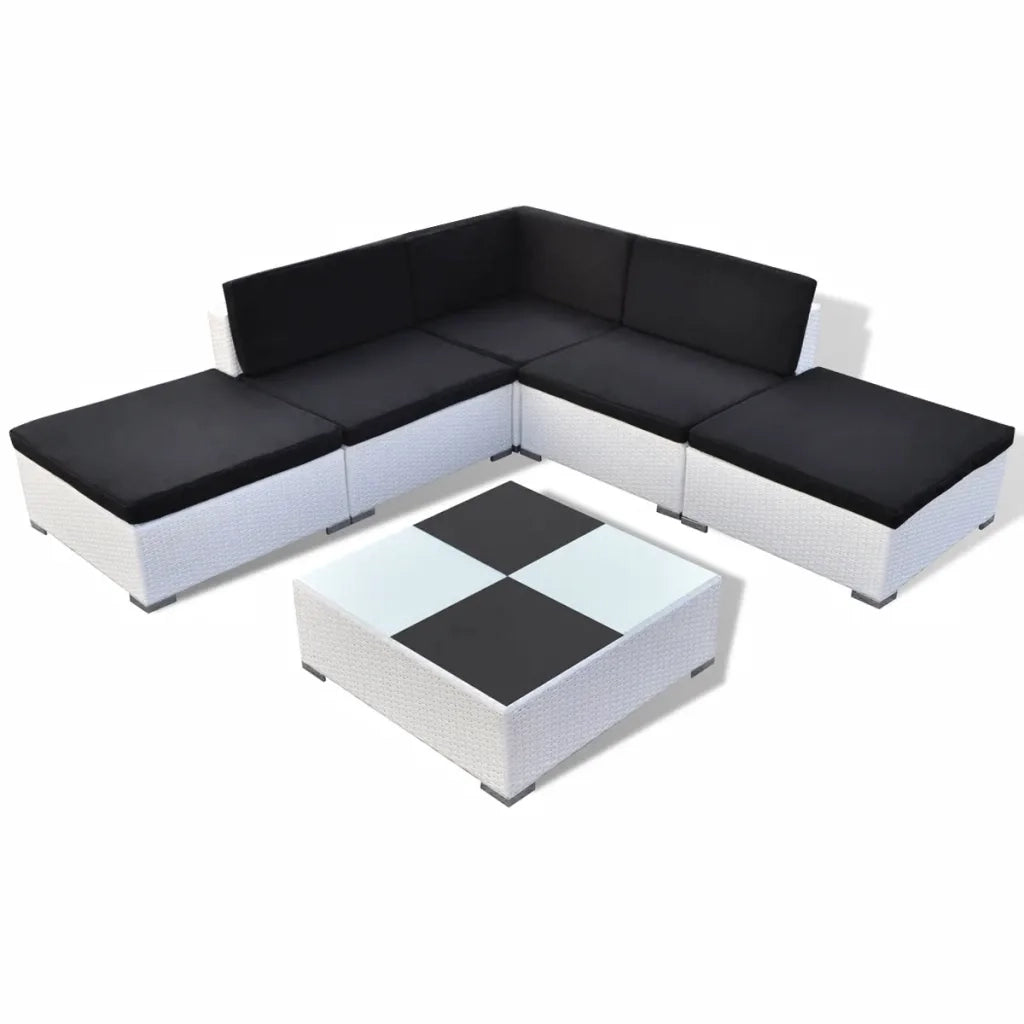 Set Divani da Giardino 6 pz con Cuscini in Polyrattan Bianco cod mxl 35058