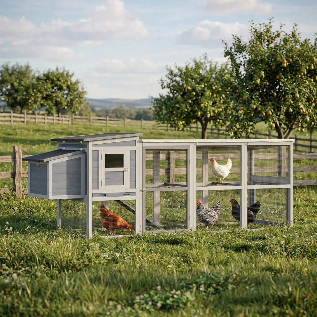 Pollaiolo per 4 Galline con Nido e Tettoia ¨C zephmum ¨C Grigio 264x82x89cm