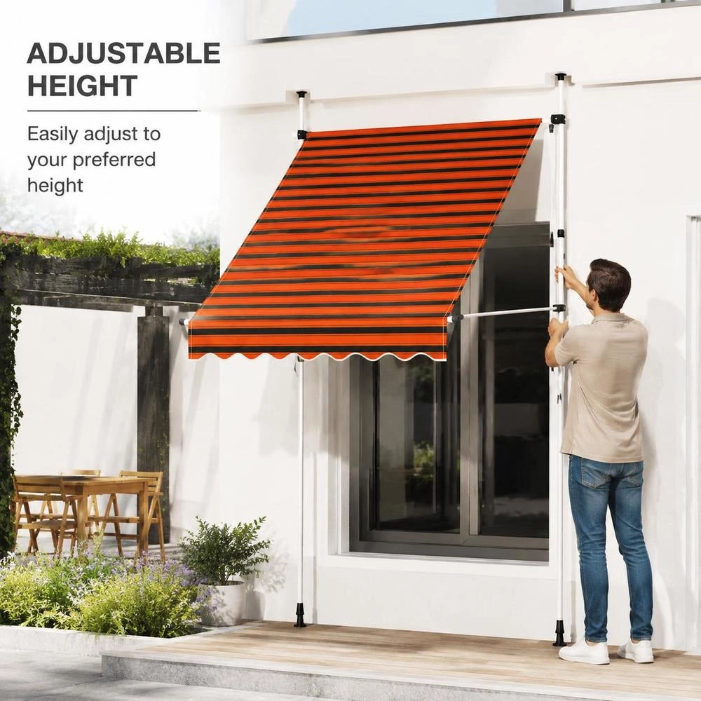 Retractable Awning, Manually Operated, 150 Cm, Orange And Brown