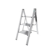 Colombo Sgabello Scala LEONARDO 3 gradini in alluminio anodizzato,ultrasottile,ultrapiatto,silver portata max 150kg EN14183 MADE IN ITALY
