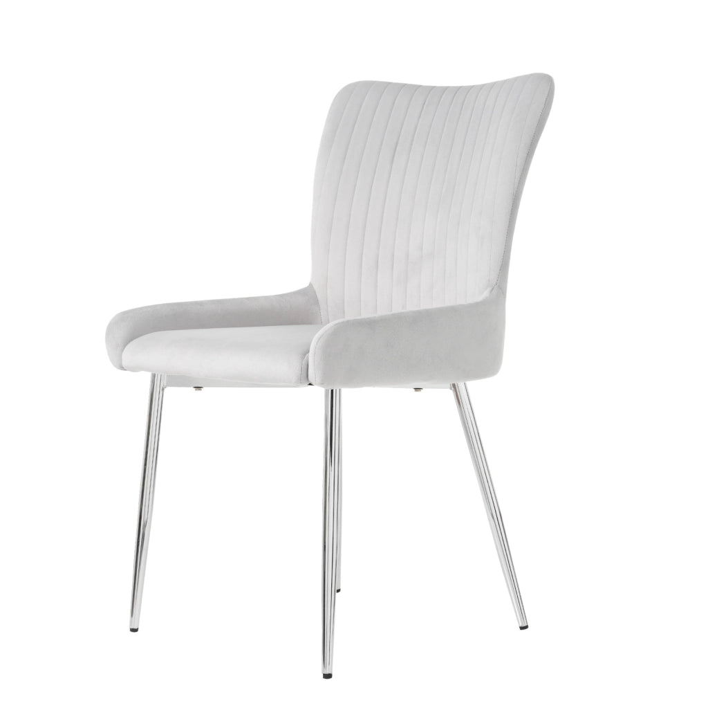 Set di 2 sedie da pranzo in velluto grigio con gambe metalliche