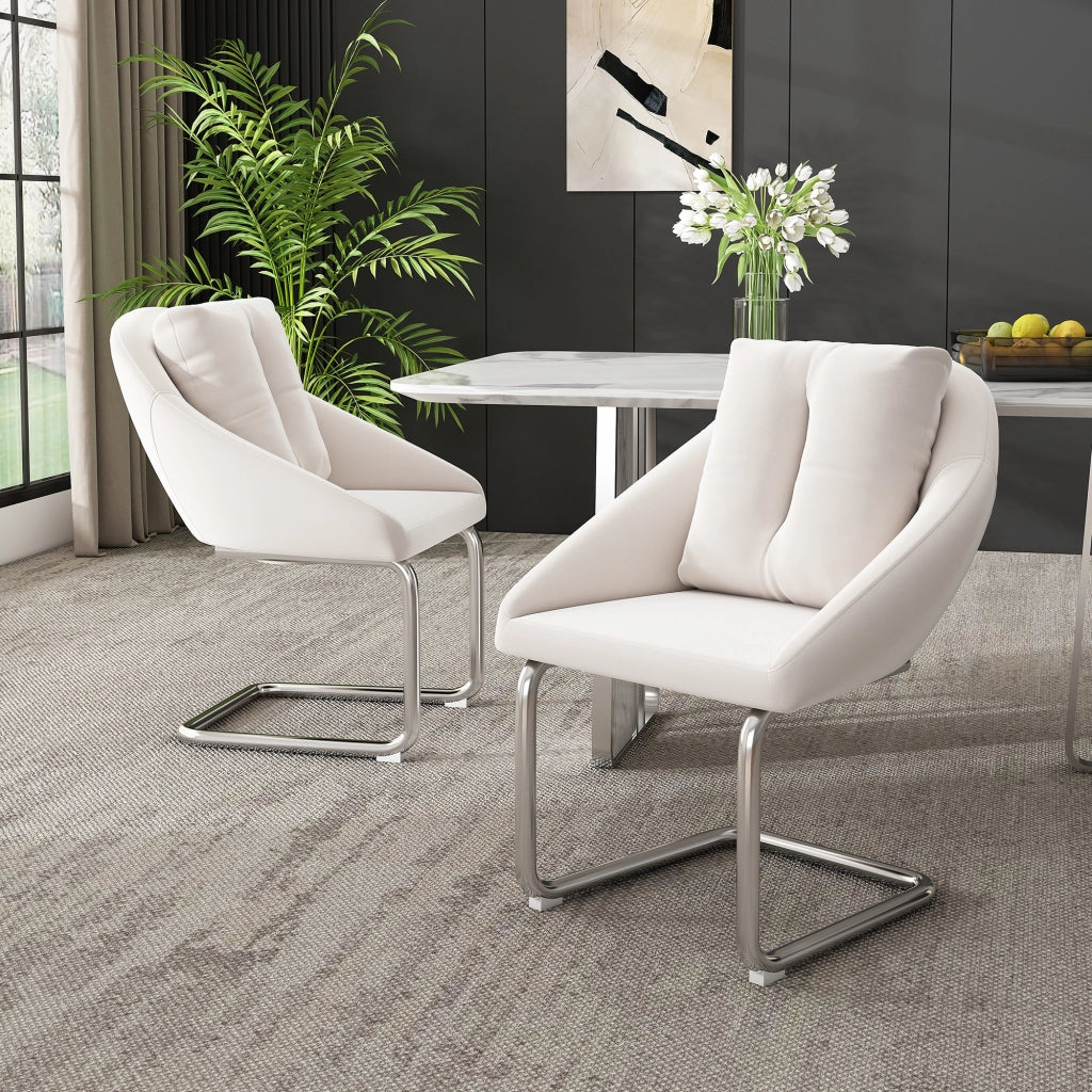 SEDIA Imbottita in Velluto 72,39x60,96x50,17 cm Beige Set da 2 pezzi