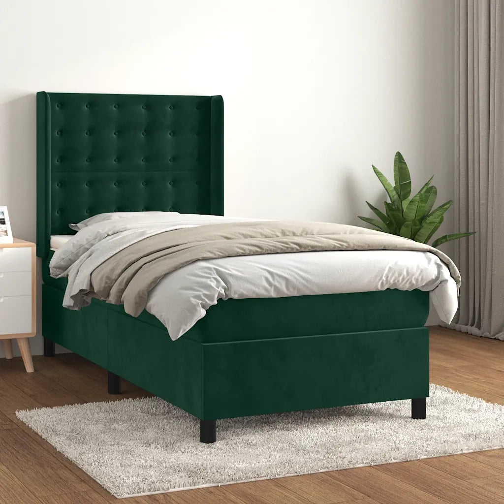 Giroletto a Molle con Materasso Verde Scuro 100x200 cm Velluto 3132906