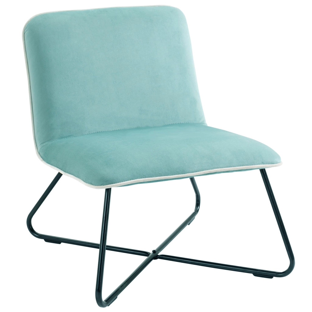 Easycomfort Poltrona in Velluto Stile Nordico Senza Braccioli con Base in Metallo Incrociata, 55x69x68cm, Verde